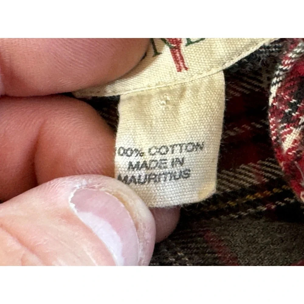 VINTAGE J. Crew Flannel Shirt Mens Medium Oarsman Red Gray Plaid Preppy‎ 90s